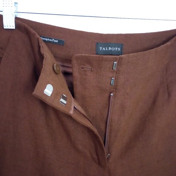 Talbots Brown Southampton Linen Trouser Pants - Picture 3 of 9